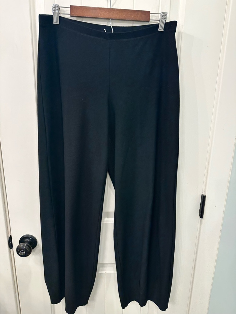 Eileen Fisher Black Washable Stretch Crepe Barrel Leg Ankle Pants Small